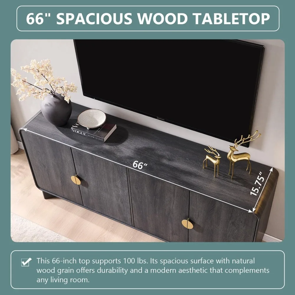 

70-inch Modern TV Stand, 30 Inches High, with Storage Space and Adjustable Shelves