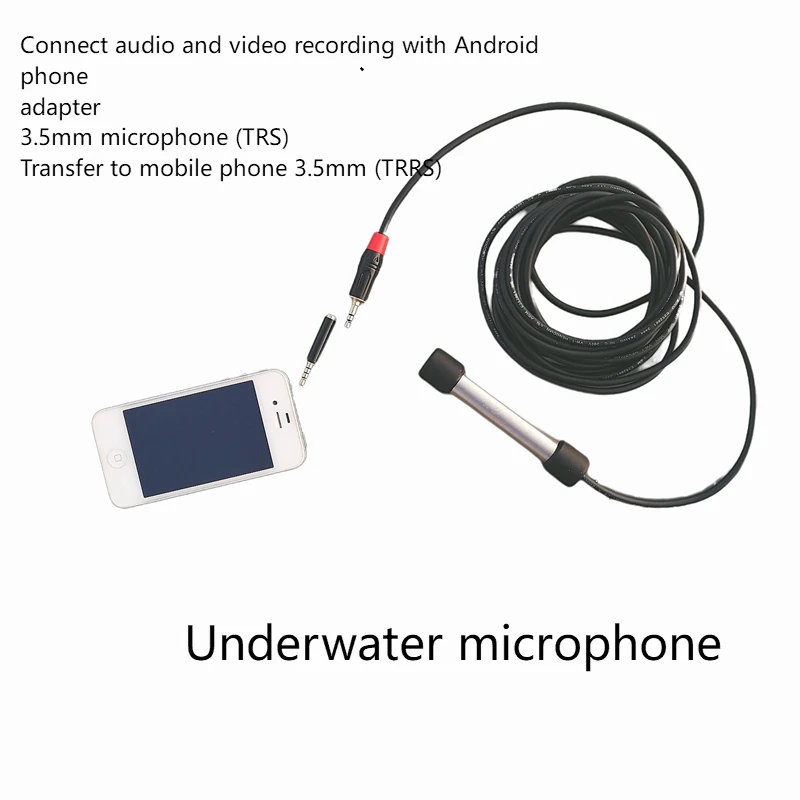 Underwater Microphone Connected to Mobile Phone, Camera, Computer, Microphone, Underwater Pickup Cable Microphone, 7-meter