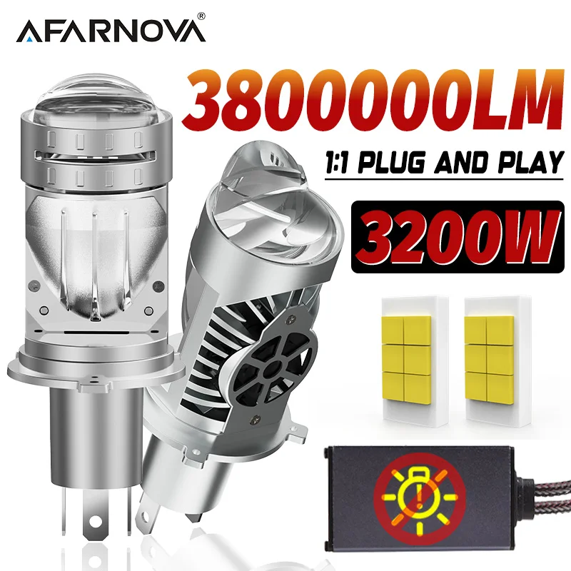 

3800000LM H4/9003/HB2 LED Car Headlight Bulb 3200W Projector Lens 6000K White Hig/Lo Beam Auto Lamp With Canbus For 99% Cars
