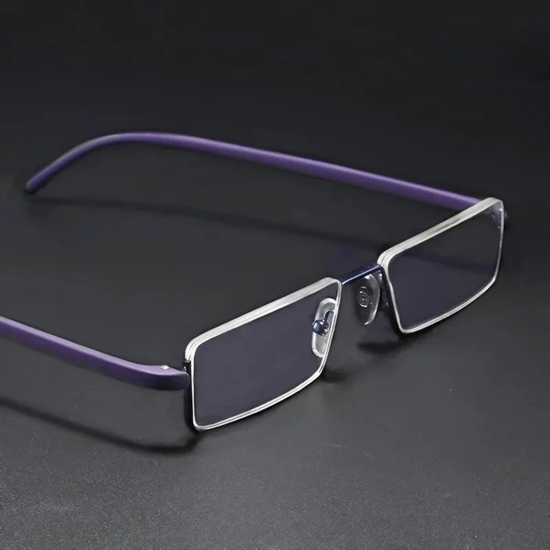 Anti Blue Light Reading Glasses Men Retro Metal Half Frame Square Presbyopic Glasses for Business +125+175+225+275