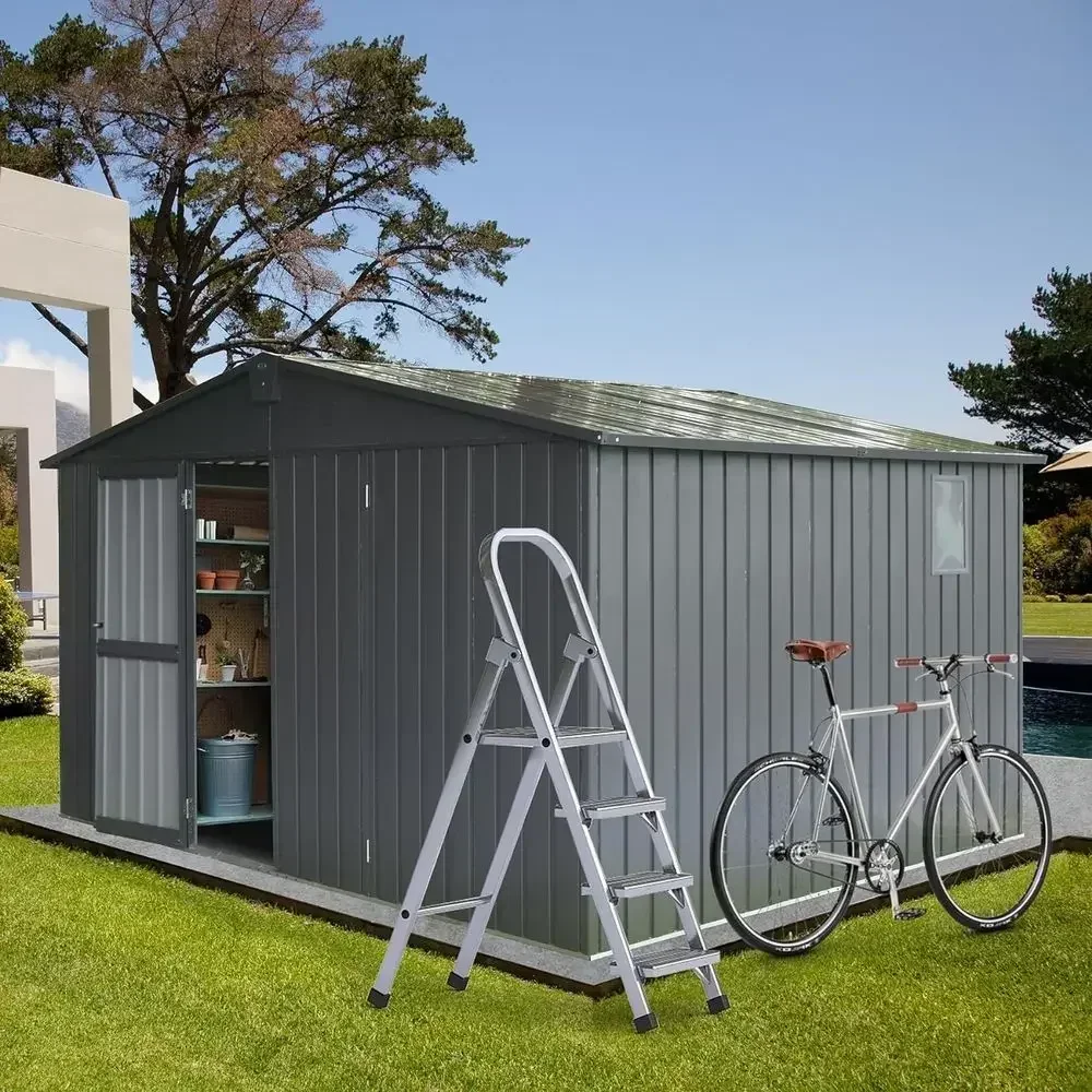 11'x9' Metal Outdoor Storage Shed with Lockable Door and Air Vents for Patio, Garden, Backyard