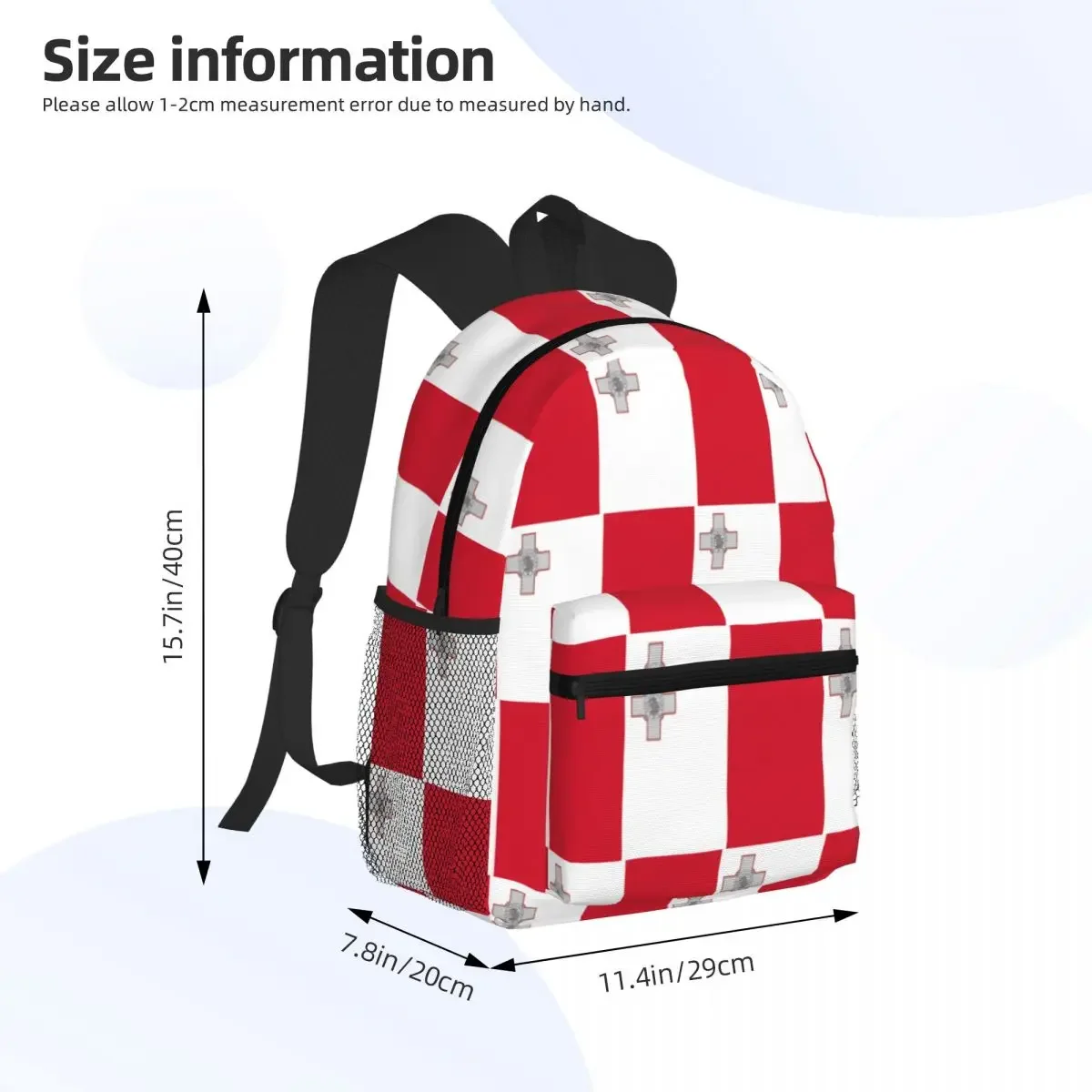 حقيبة ظهر بتصميم علم مالطا حقيبة ظهر ذات سعة كبيرة للأولاد والبنات حقيبة كتب مدرسية حقائب كتف للرجال والنساء #2