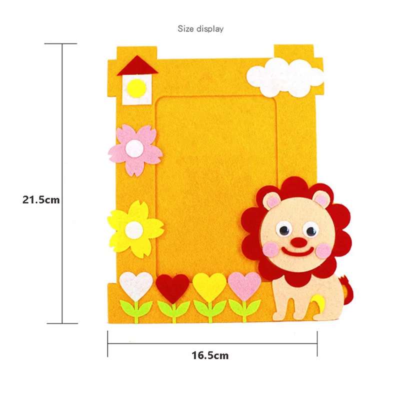 3Pcs 6 Inch Cartoon Animal Photo Frame Creative Non-woven Fabric DIY Applique Kids Handmade Craft Art Toys Montessori Girl Gifts