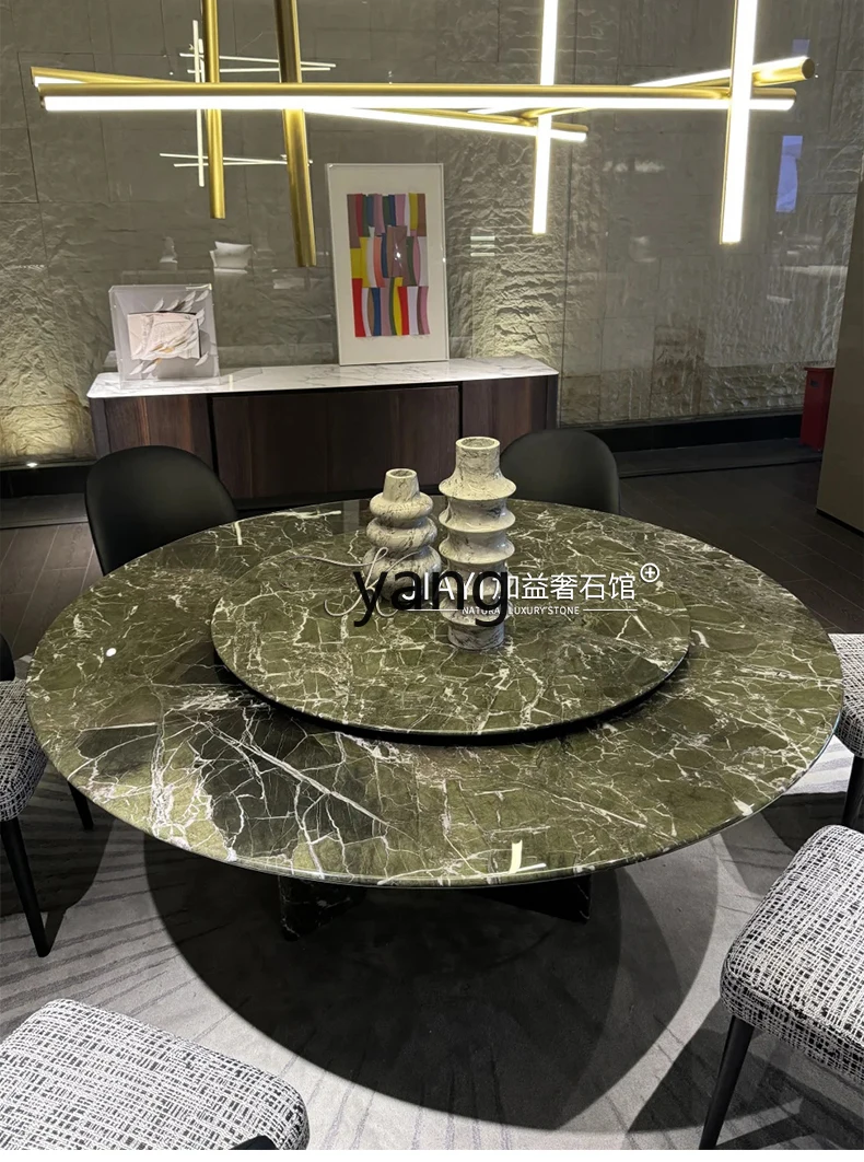 

LMM Natural Marble Dining Table Round Modern Simple Dining Table with Turntable