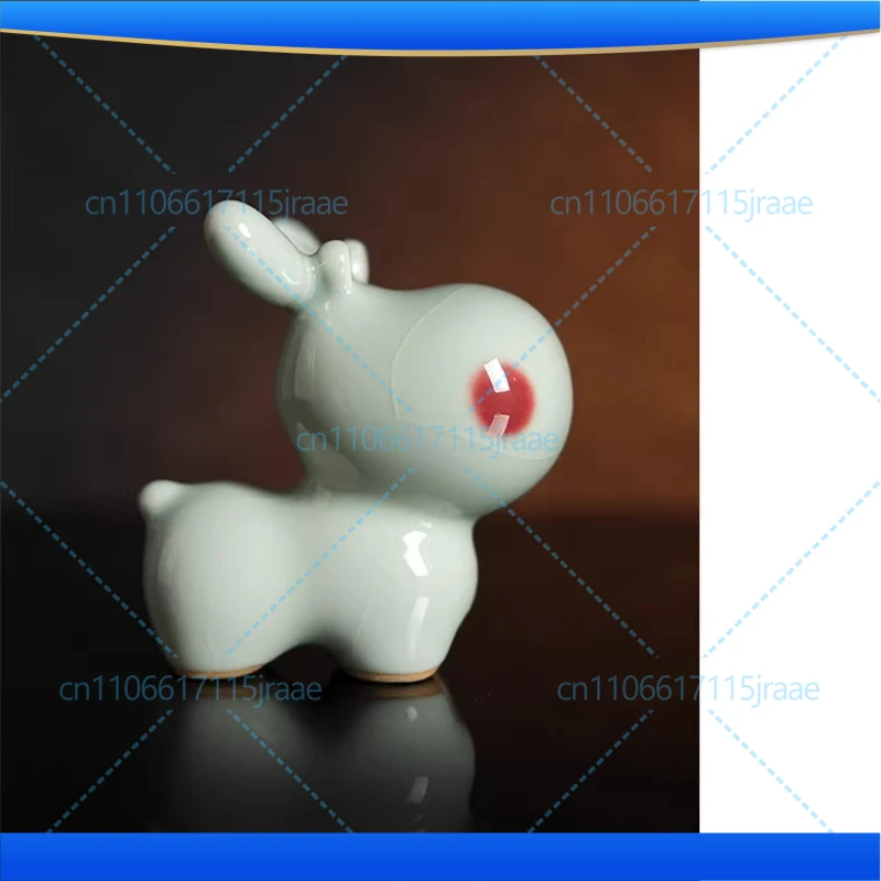 Three colors and one deer have you - Junhong rouge deer! Jun porcelain ornaments