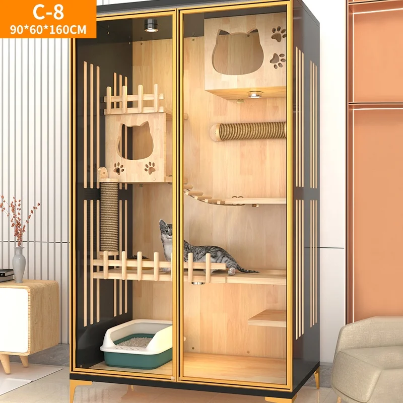

Factory Price Solid Wood Indoor Pet Cat Display Cabinet Tree Cages House Furniture Cat House Villa