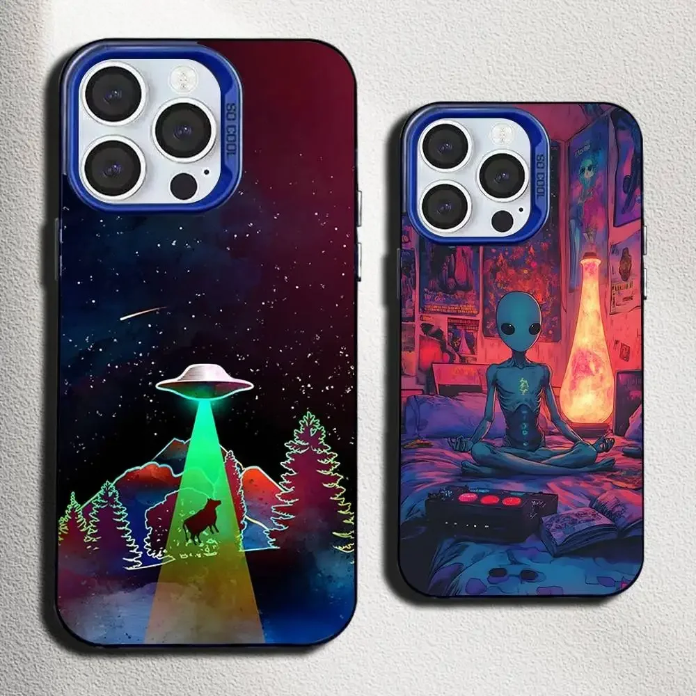 

Psychedelic Trippy Art Phone Case For iPhone 16,15,14,13,12,11,Mini,Pro,SE,MAX Blue Matte Silicone Cover