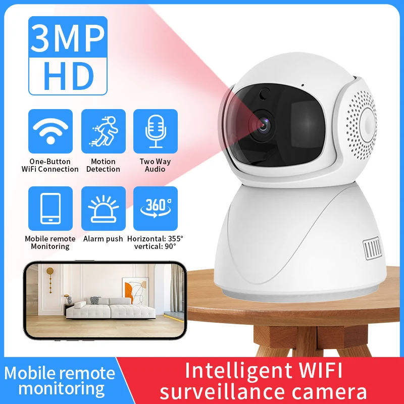 FHD Wireless WIFI Camera PTZ IP CCTV Security Protector Surveillance Camera Smart Auto Tracking Baby Monitor with Google Alexa