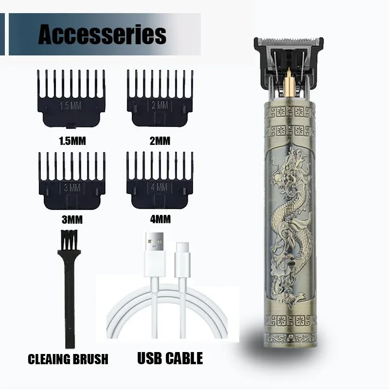 Nieuw! T9 elektrische tondeuse/accessoires |   Professioneel USB-scheerapparaat |   0 mm kale vervaging snijmachine draagbaar voor mannen thuis kapsel