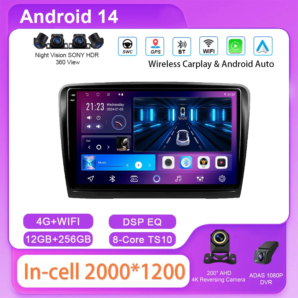 

Автомобильный DVD-радио Android, стерео для Skoda Superb 2 B6 2008-2015, автомультимедийный видеоплеер, Bluetooth, GPS-навигация, головное устройство 4G