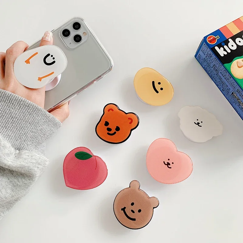 Cute Cartoon Bear Korean Folding Mobile Phone Grip Holder Socket Pocket Support for IPhone Finger Ring Griptok Expanding Stand - view 3