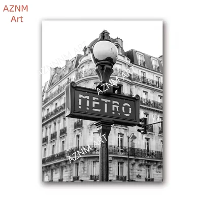 Paris-Druck Frankreich Stadtlandschaft Fotografie-Poster Schwarz-Weiß Wandbilder Leinwandgemälde Heim-Wandkunst-Dekoration