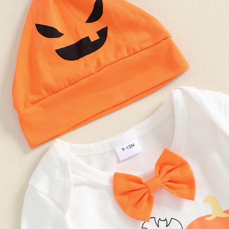 Unisex Halloween Pumpkin Outfit para bebê recém-nascido, macacão infantil, bodysuit, fantasia, menino, menina