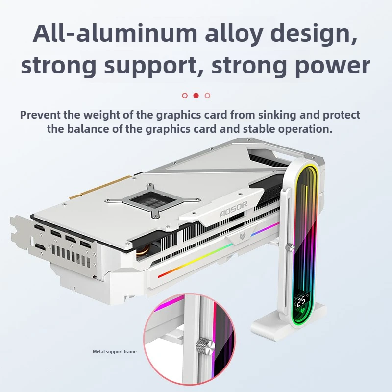 

Подставка для графического процессора CoolMoon RGB Вертикальная алюминиевая поддержка видеокарты с цифровым дисплеем ARGB Освещение GH3 PRO Черный Белый