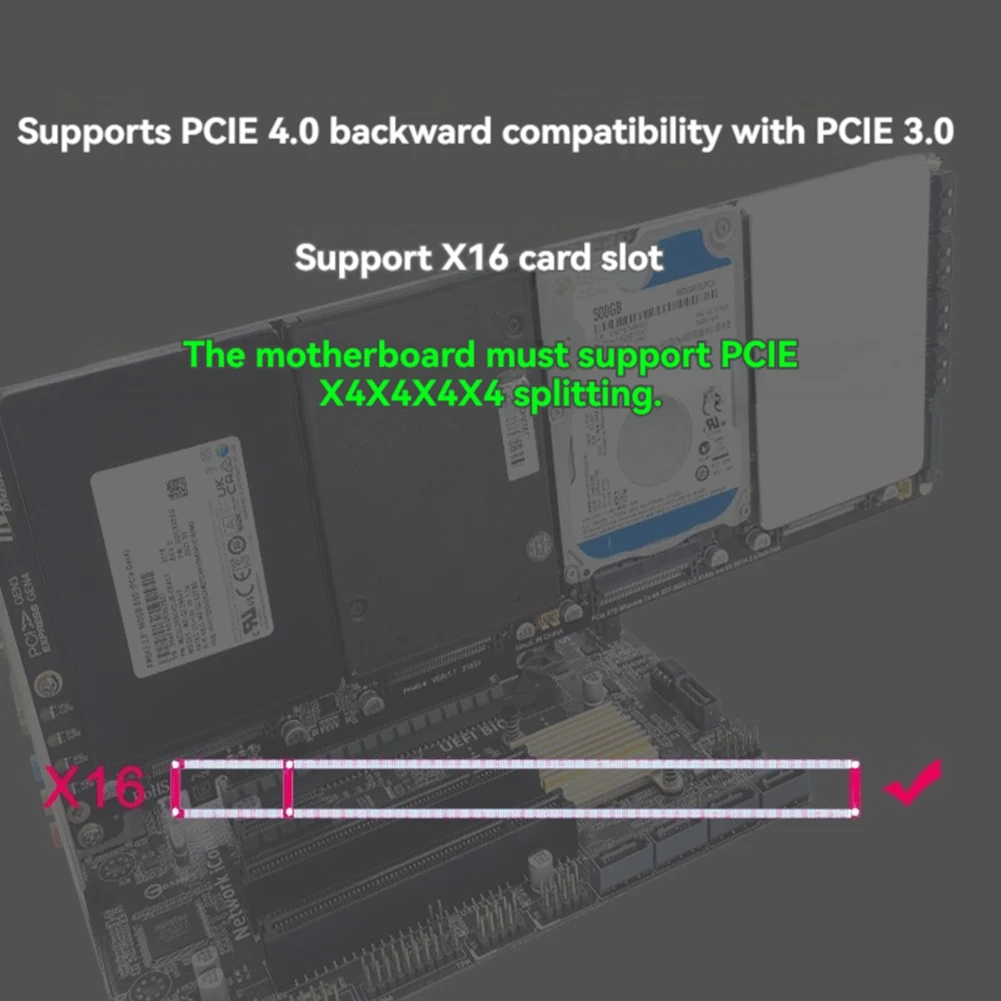 AU32-PH46-4 4-Disk SFF8639 U.2 NVME & SATA 2.5-Inch Hard Drive to PCIE4.0 Split Card PCIE4.0 X16 Hard Disk Adapter Card