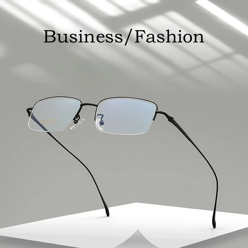 Ultra-light Business Half Rim Glasses Luxury Optical Eyewear Retro Square Pure Titanium Prescription Half-frame Glasses For Men