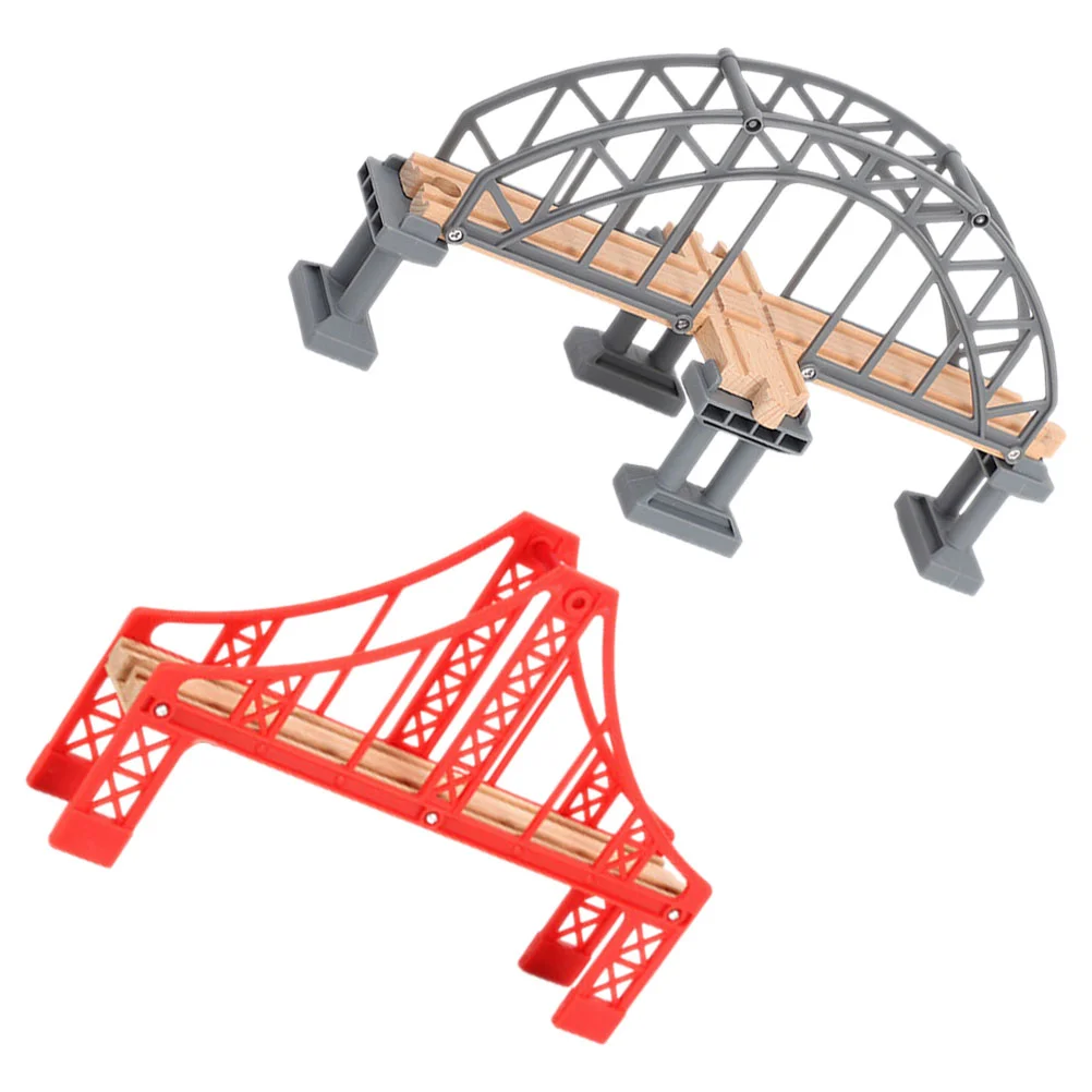 Modelo de puente de tren, accesorio artesanal, juguetes ferroviarios, suministros, juguetes educativos de plástico, 2 uds.