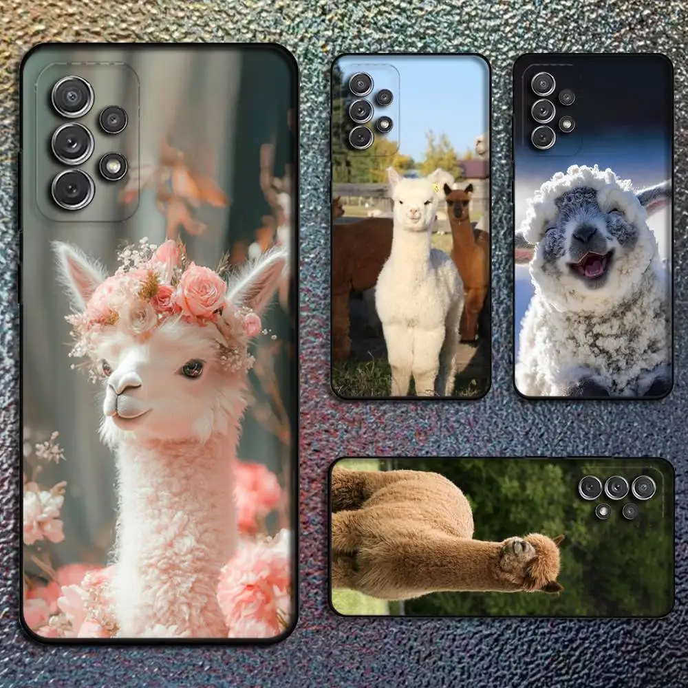 

Kawaii Alpaca lovely Phone Case For Samsung S25,S24,S21,S22,S23,S30,Ultra,S20,Plus,Fe,Lite,Note,10,9,5G Black Cover