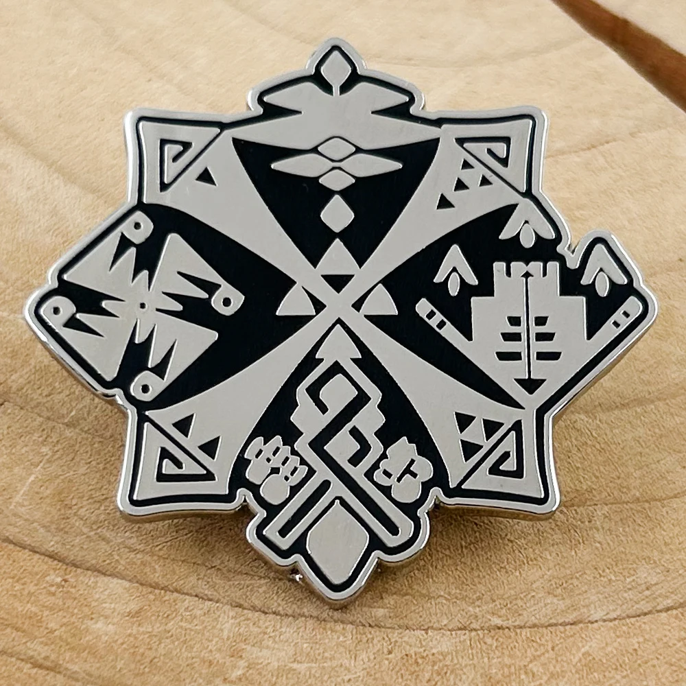 Hunters Guild Crest Lapel Pin ARPG Monster Hunter Badge Retro 3D Metal Jewelry Gamer Fans Otaku Accessories Decoration