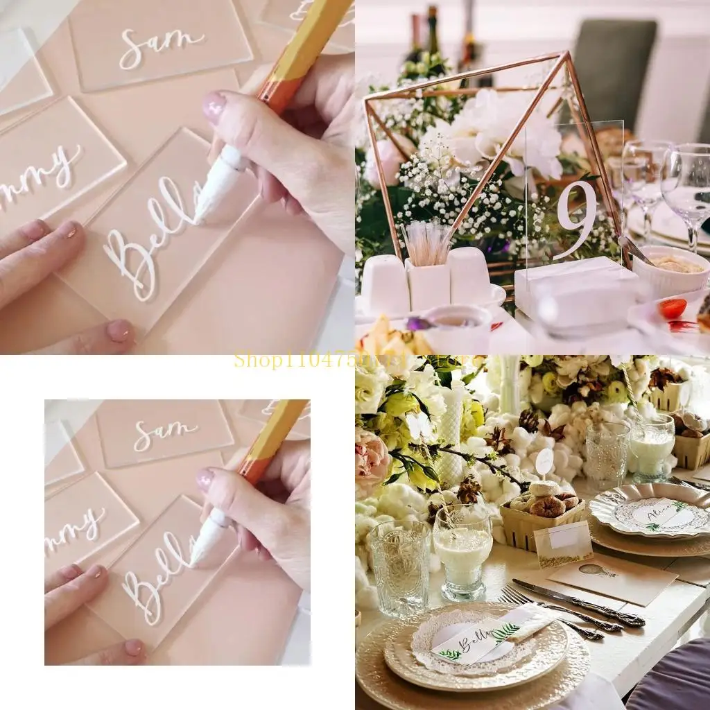 

50Pcs Clear Acrylic Place Cards Wedding Guest Names Table Seating Blank Cards top sale