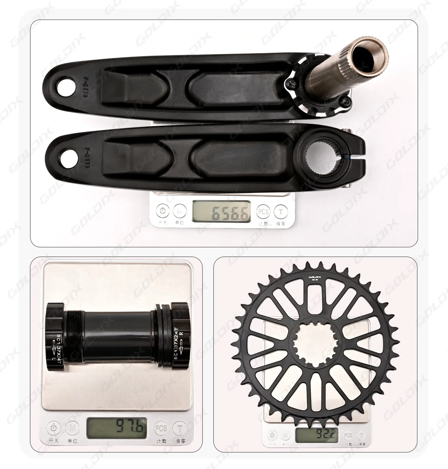 GOLDIX 3-Bolzen-Direct-Mount-MTB-Kurbelgarnitur 165/170/175mm Legierungs-Schmiedekurbelarm Schmal-Breit-Kettenblatt Mountainbike-Fahrradteile – Detail 12