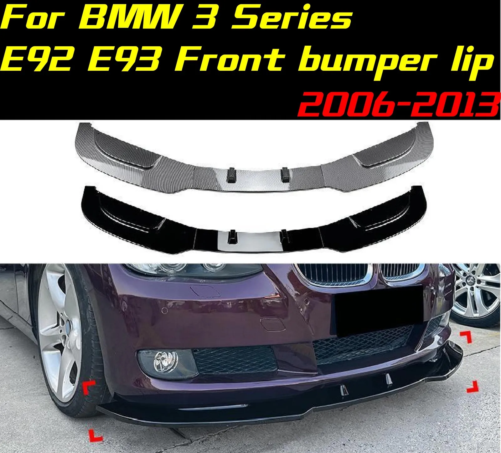 

Front Bumper Lip Splitter Diffuser Spoiler Bumper Guard Protector Accessories For BMW 3 Series E92E93 2006-2013 Spoiler Body Kit