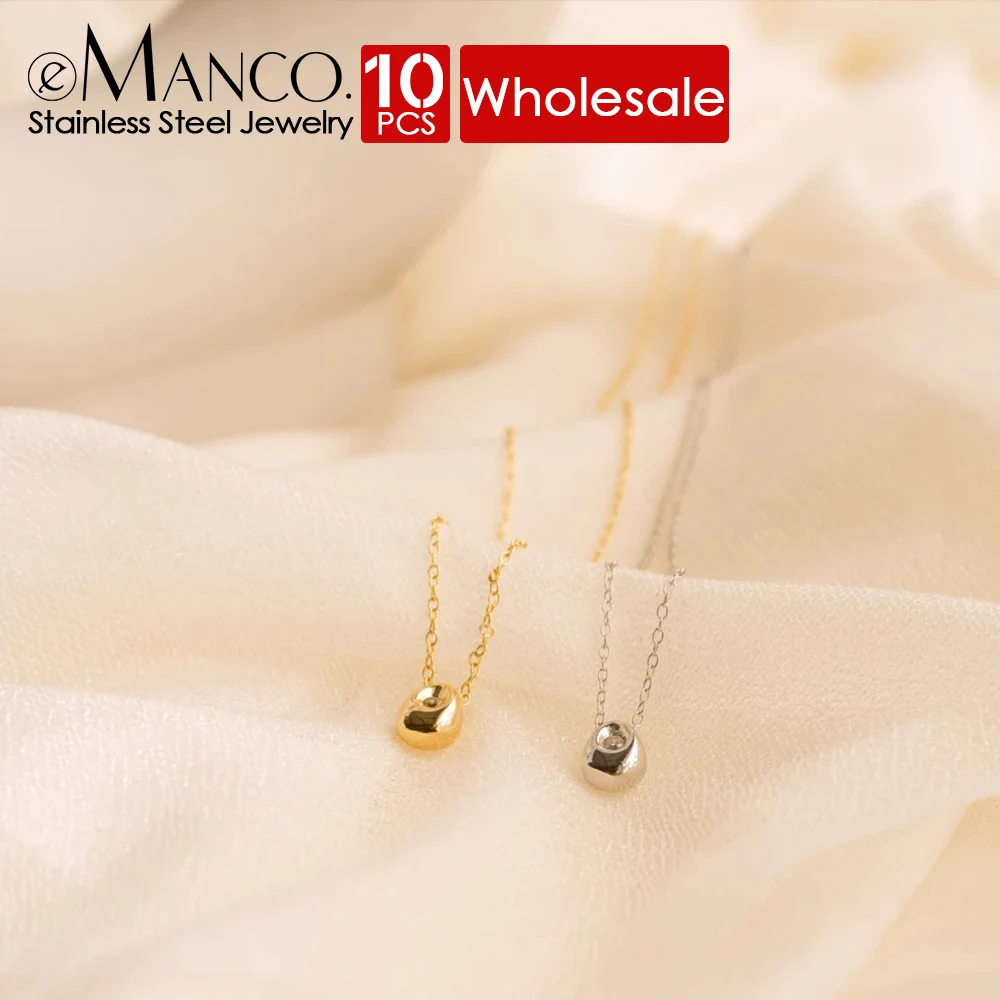 

eManco 10PCS Women's Fine Jewelry Stainless Steel Gold-Plated Teardrop Pendant Adjustable Short Angel Tears Necklace