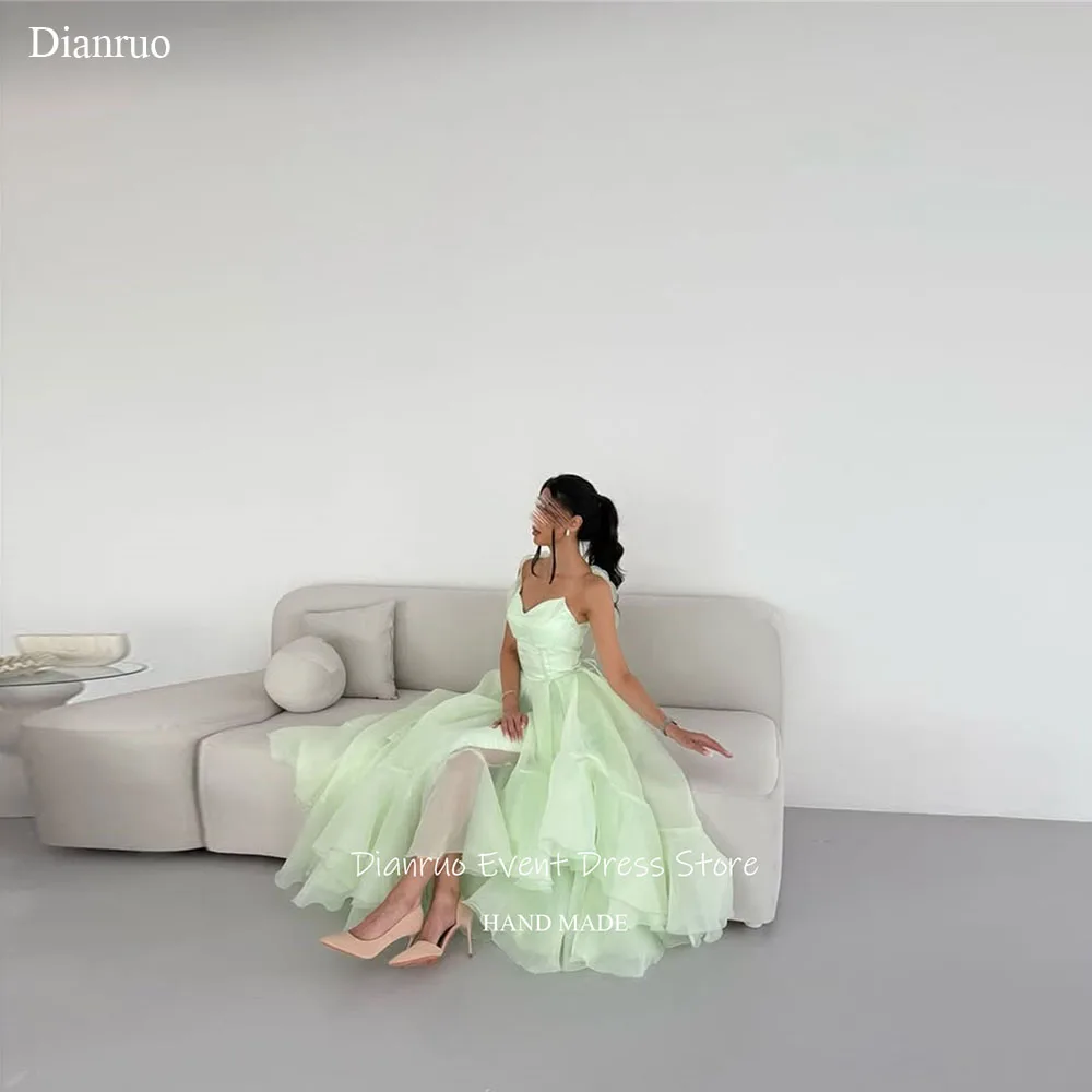 Dianruo hortelã verde organza vestidos de noite querida feminino robe soirées assimétrico babados vestido de festa de casamento personalizado