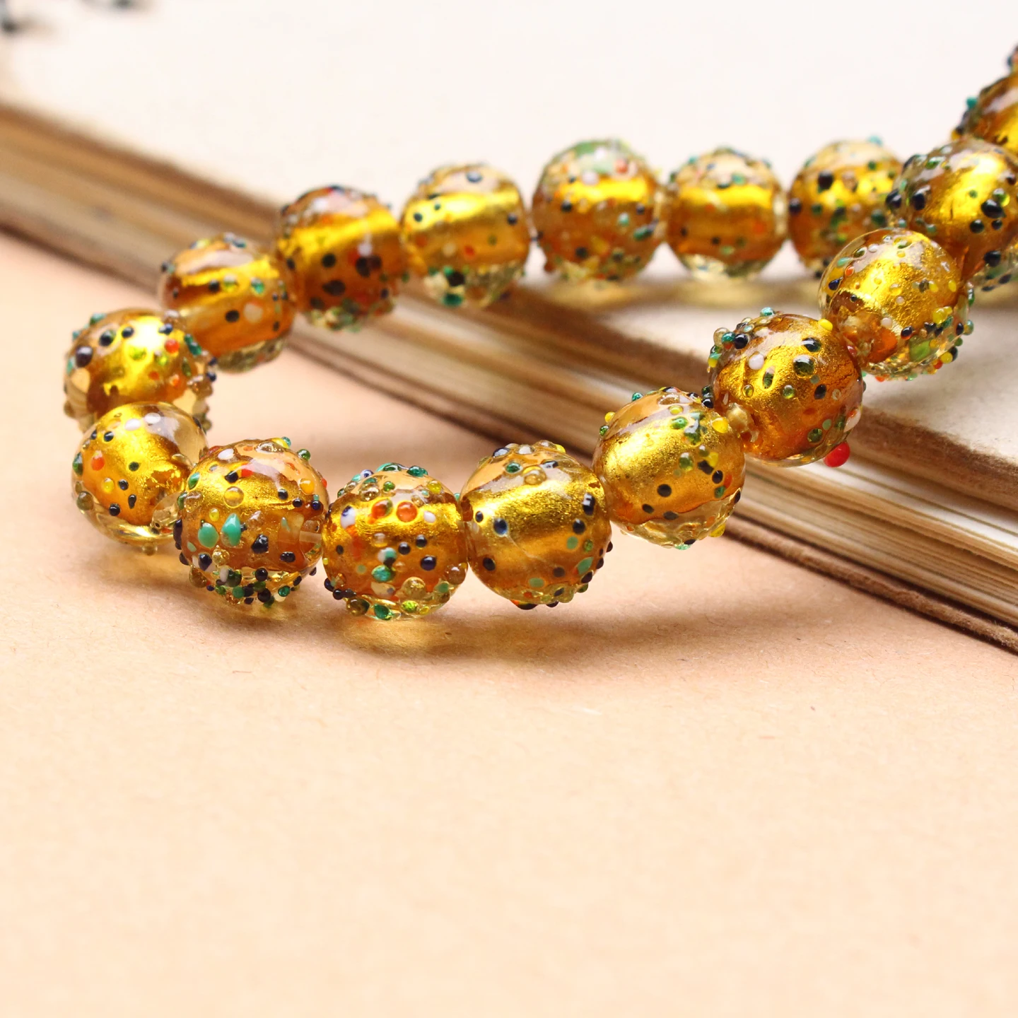10mm Gold Color Foil Lampwork - Jewelry Making Glasses recension och pris