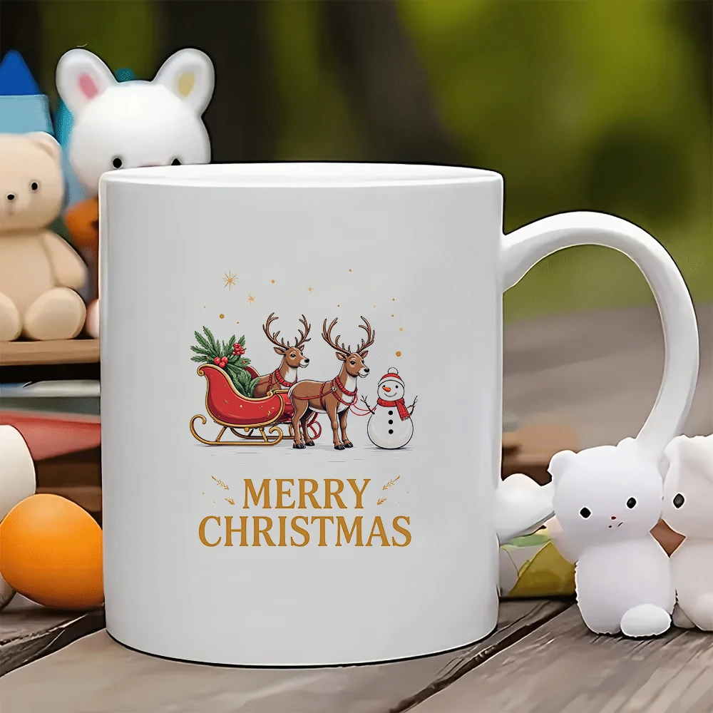 

11oz Cup + Christmas Starry Sky Sled Reindeer Themed Water Cup - Christmas Gift Kids Cup Family Office Coffee Cup Set