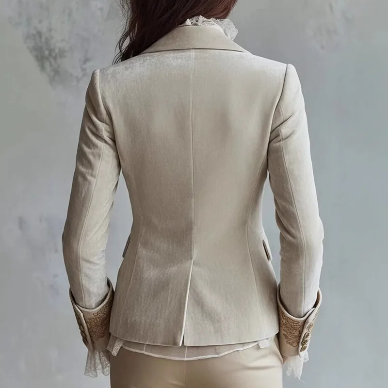 Blouse-veste pour femme automne-printemps, manches longues, en velours côtelé, avec poches, imprimé, col à revers, manches cloche, nouvelle élégance, confort, minimaliste