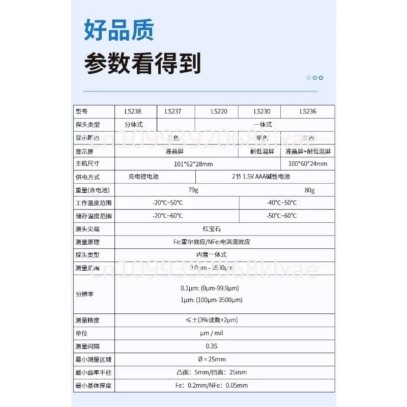 Одностранный LS220 автомобильный измеритель толщины пленки краски, высокая точность