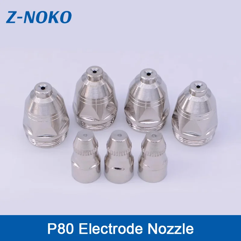 ZNOKO Cu-Zr P80 Plasma Cutting Torch Tips Durable Universal Electrode Nozzle 40A 60A 80A 100A Plasma Cutter Nozzle