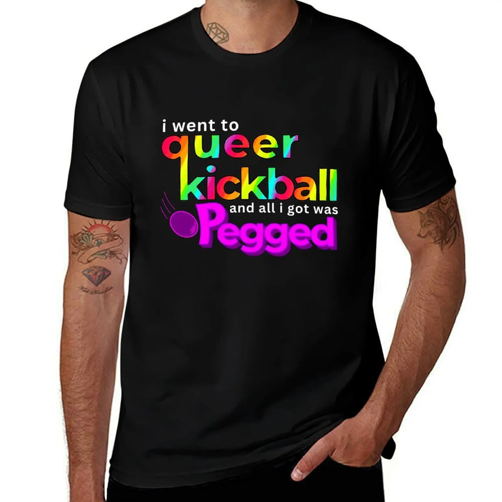 

Sonoma County Queer Kickball League - Pegged Design - Black T Version T-Shirt funny t shirts cotton T-Shirt