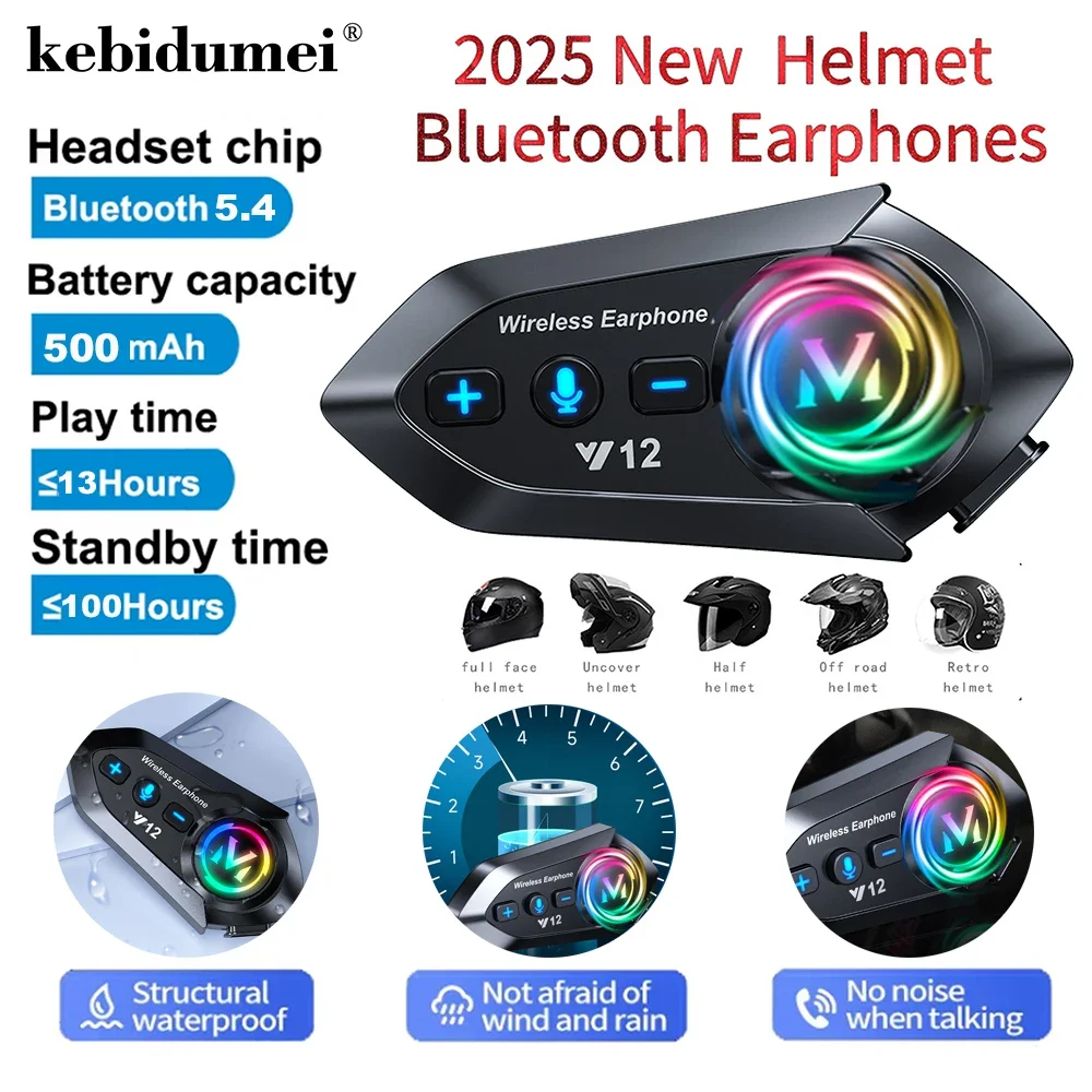 

Y12 Dual Mic Motorcycle Helmet Headset Wireless Hands-free Call Phone Kit Waterproof MP3 Music Player Speaker FM Radio Earphone