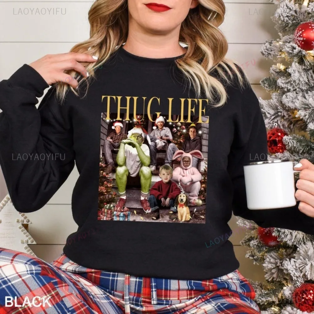 Thug Life Christmas Sweatshirt Christmas Movie Hoodie Christmas Friends Sweatshirt Holiday Crewneck Xmas Tracksuit