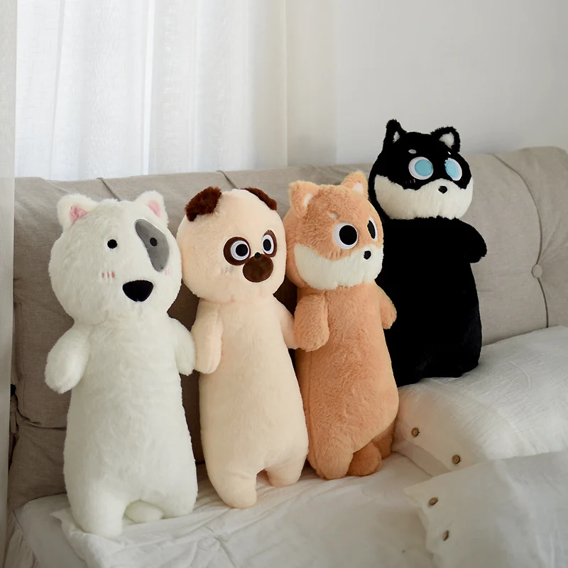 65cm Cartoon Big Warm Long Cat Dog Plush Pillow Super Soft Shiba Inu Bullterrier Husky Pekingese Cat Plush Toy Home Decoration