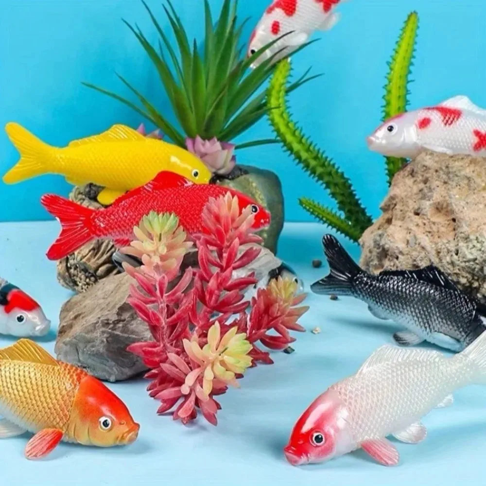 2/4/8 Stück Künstliche Koi-Fische, Realistische Mehrfarbige Fische mit 3D-Schuppen und Beweglichen Augen, Umweltfreundlicher Kunststoff für Aquarium und Teich – Detail 3