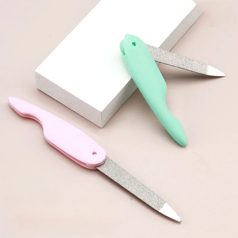 Mini Bird Folding Nail File Washed and Polished Manicure File Double Sided Frosted Abs Plastic Material  Nail Art Tools