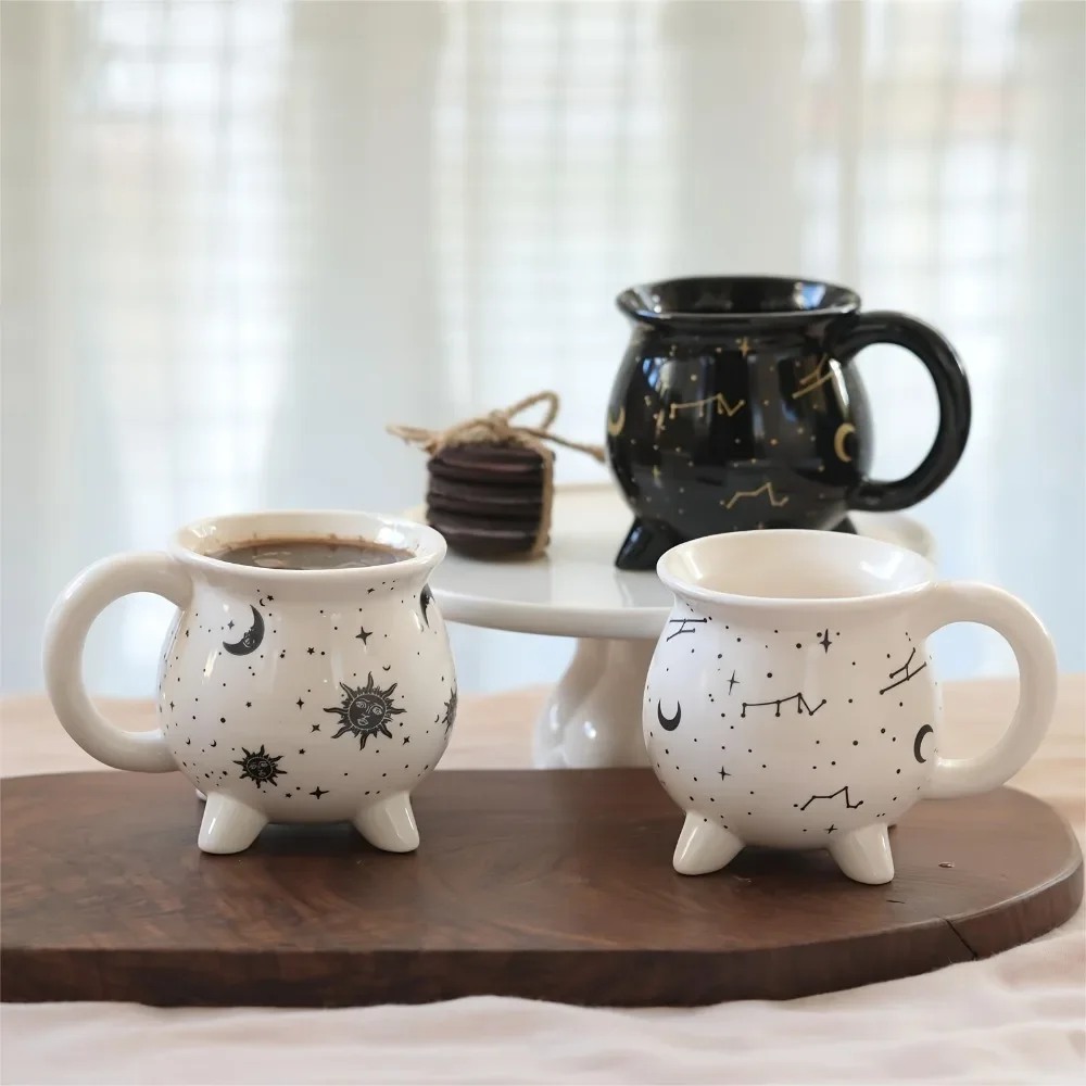 1pc Sun and Moon Coffee Mug Witch Brew Shaped Ceramic Coffee Cup Water Cups Ideal for Halloween Easter and Party Drinkware Gifts