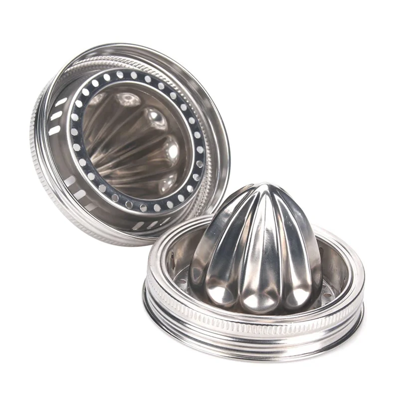 

2PCS Jar Stainless Steel Juicer Lid Citrus Reamer for Mason Jar Lemon Juicer Manual Citrus Juicer Wide Mouth Cover