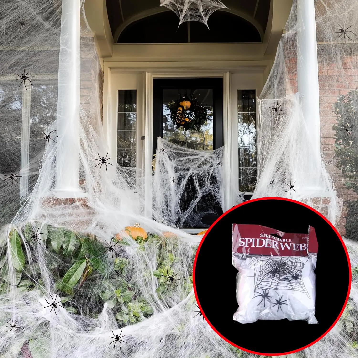 Spinnennetze, Halloween-Dekorationen mit gefälschten Spinnen, super dehnbare Spinnweben für Halloween-Dekoration im Innen- und Außenbereich