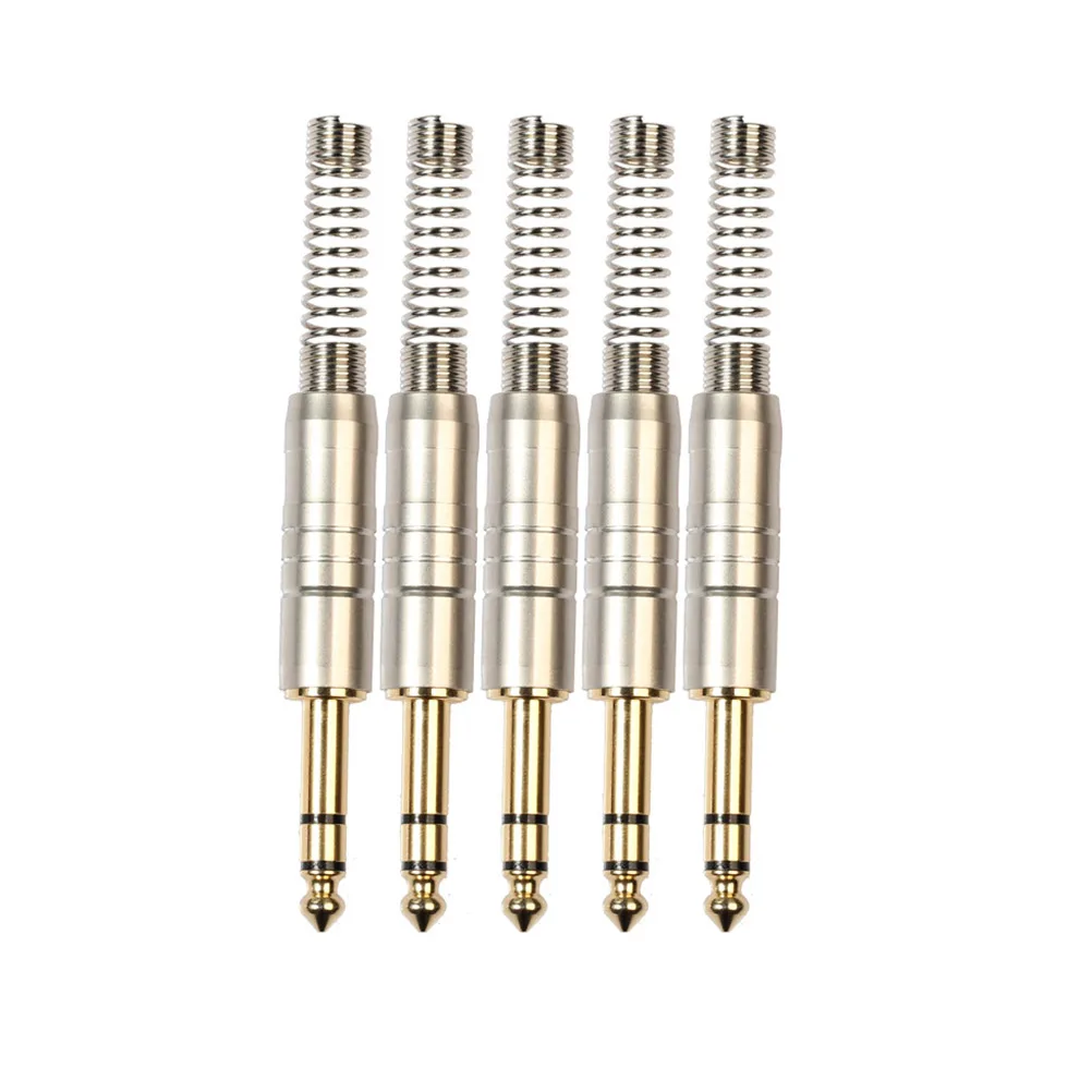

2pcs 6.35Mm Audio Welding Head Gold Plated Stereo Plug High Efficiency Soldering Connector For Cable Terminal Audio Accessories