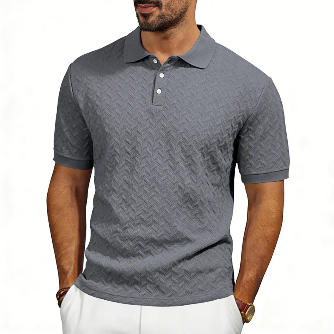 Grenzüberschreitendes Amazon American Heavy-Duty Polo-Shirt mit lockerem Texturmuster, einfarbig, Jacquard, lässig, schlicht, trendig, kurzärmelig – Detail 34