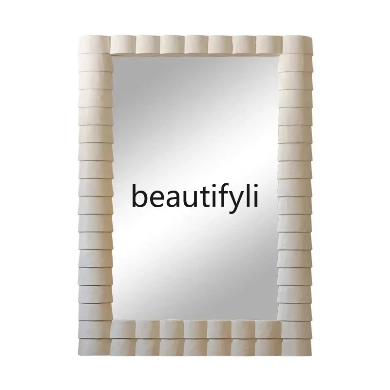 

French bathroom mirror wall-mounted toilet makeup mirror cream wind bedroom desktop dressing mirror living room decorative