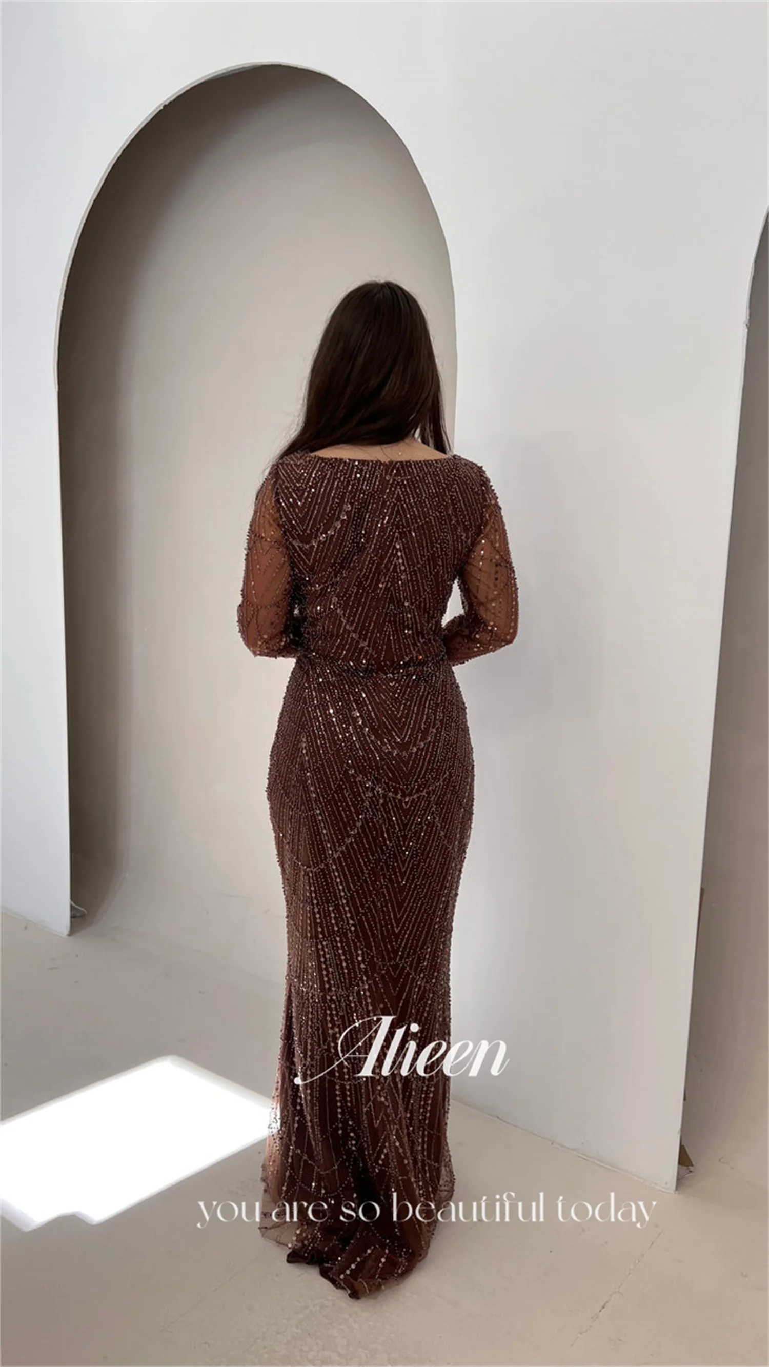 فساتين سهرة مخصصة من Aileen للمناسبات الخاصة فستان حفلة موسيقية نسائي من الخرز 2025 فساتين حفلات الزفاف حورية البحر فساتين سهرة
