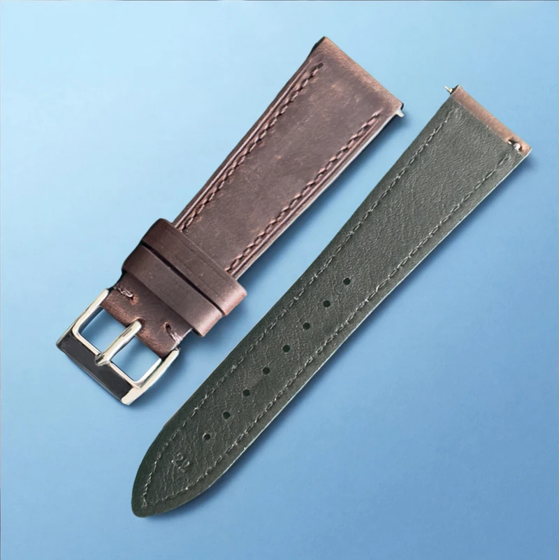 22mm Genuine Cowhide Leather Watch Strap – Watch Accessory Featuring Quick-Release Spring Bars and Stainless Steel Pin Buckle