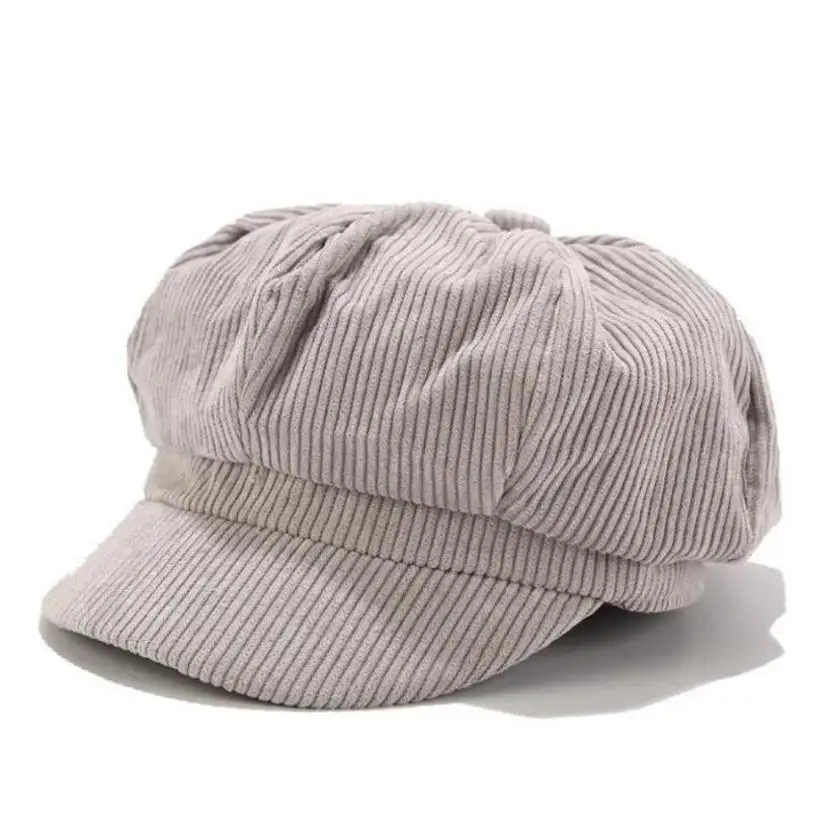 New 1 Pcs Womens Adjustable Octagonal Newsboy Cap Solid Plain Leather Beret Casual Wool Hat For Ladies Autumn Girls Caps