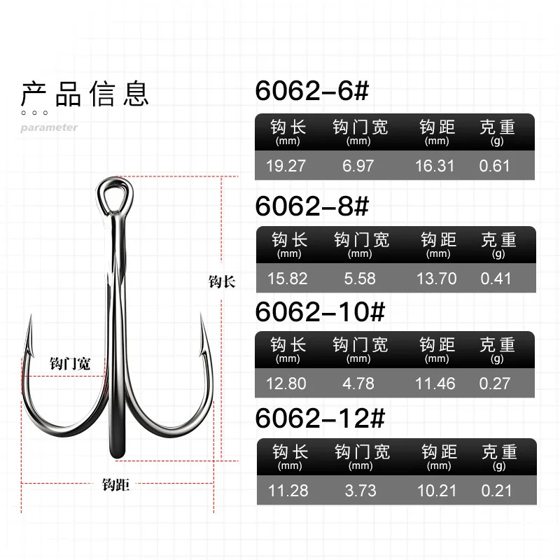 100 قطعة BBK 6062 خطاف ثلاثي Baitholder باس الصيد هوك إغراء حامل يطير ربط كرنك مجموعة خطاف إبرة المياه المالحة صيد السمك