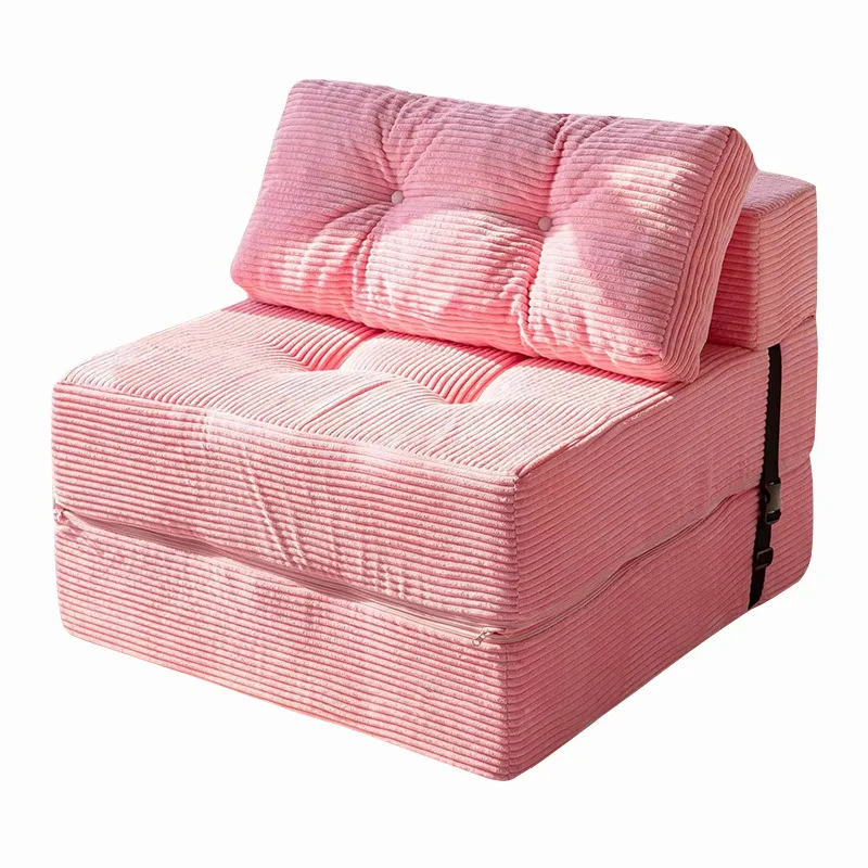 Convertible Foldable Portable Chair High Density Support Foam Pink Corduroy